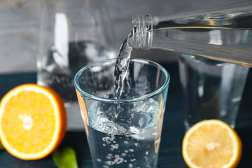 Concept of summer freshness, refreshing water with citrus