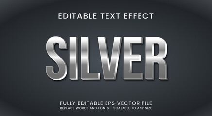 3D Metallic Silver Text Effect, Editable Text Silver Alphabet Style