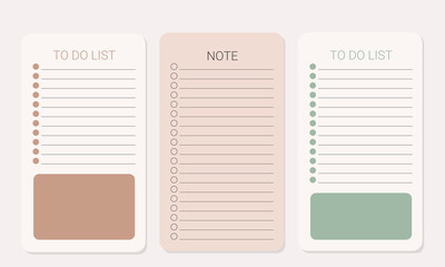 Paper note template. Stationary set. A collection of striped notes, blank notebooks, and to do lists used in a diary or office. 