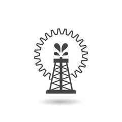 Oil mining icon with shadow isolated on white background
