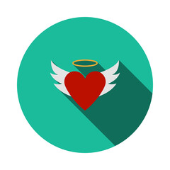 Valentine Heart With Wings And Halo Icon