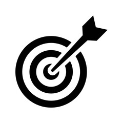 Aim, business goal, target icon. Black vector design.