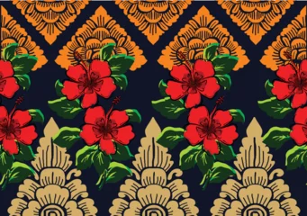 Fotobehang Indonesian geometric batik motifs with Balinese flower patterns, exclusive and classic, are suitable for various purposes. EPS VECTOR 10 © Niyaska
