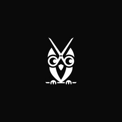 Owl scissors combination. Logo design.