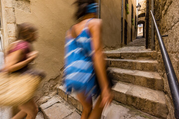 callejones del barrio judio, calle Manuel Cundaro, Girona, Catalunya, Spain