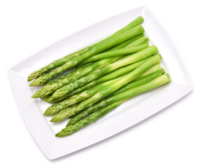Green organic natural Asparagus isolated on white background