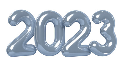 2023 New Year sign. 3d metallic golden numbers. Gold realistic 2023. PNG.
