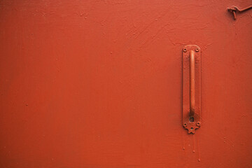 Old red vintage door handle