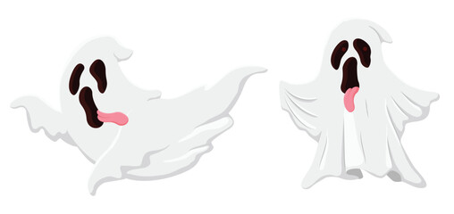 Cartoon halloween ghost isolated on white background