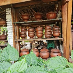 clay pots for sale at the market