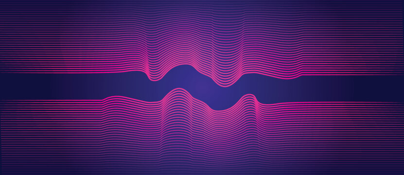 Abstract blue background with purple lines. Art lines symmetry design.