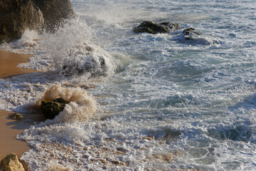 Waves crashing on a Indonesian beach.