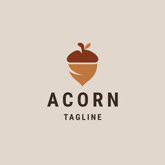 Acorn logo design template flat vector illustration