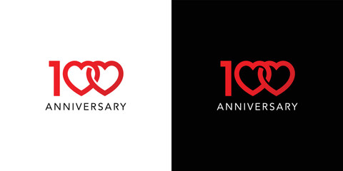 Modern and professional 100 love anniversary logo design 2