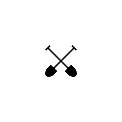 vector illustration of crossed shovels for icons or symbols. spade silhouette. spade logo