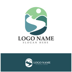River Logo vector icon illustration design template