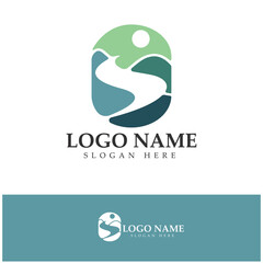 River Logo vector icon illustration design template
