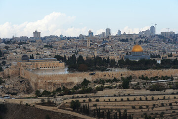 The Western Wall at the Temple Mount in Jerusalem, Palestine, Kudüs'teki Tapınak Dağı'nın görünümü
