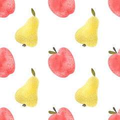 Apple and pear seamless pattern.