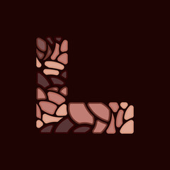 Letter L Stone Mosaic Creative Logo, vector logo letter L made of colored stones, Abstract vector logo letter L with stones	