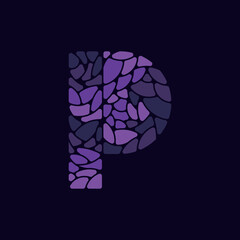 Letter P Stone Mosaic Creative Logo, vector logo letter P made of colored stones, Abstract vector logo letter P with stones	