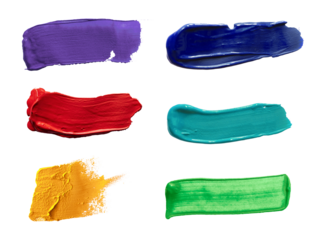 multicolored brushes isolated on transparent background multicolored watercolor ,png