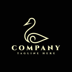 Fototapeta premium abstract luxury swan, goose or duck in line style logo design