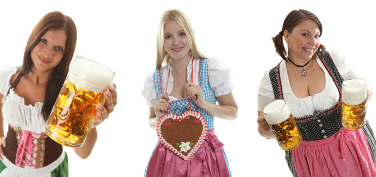Bayrische Oktoberfest Wiesn Bedienungen im Dirndl