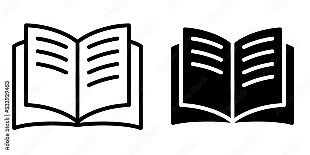 Aufkleber ofvs82 outlinefilledvectorsign ofvs - open book vector icon . isolated transparent . black outline a