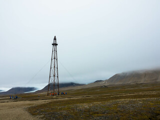 The starting point for Roald Amundsen's attempts to fly to the North Pole by airship, Ny-Alesund, Svalbard, Spitsbergen, Norway. Copy space. Travel and Tourism concept.  © familie-eisenlohr.de