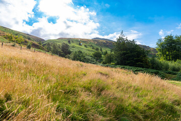 National Park Lake District, Helvellyn Hills, view while climbing Lake Thirlmere and Red Tarm, crossing Striding Edge and Swirral Edge during fog, 2022.