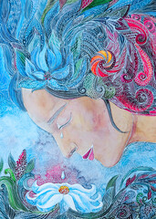 Disegno grafico concettuale purezza, innocenza. Spiritualità. Vera femminilità 