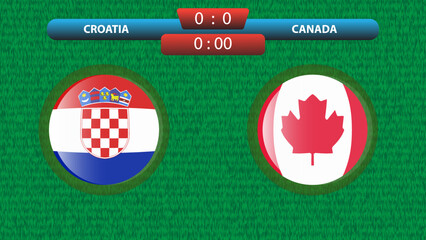 Announcement of the match between the Croatia and Canada as part of the soccer international tournament in Qatar 2022. Group A match. Vector illustration. Sport template.