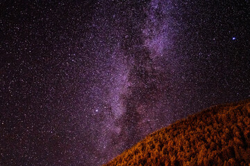 background with stars in the mountains