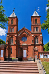 Obraz premium Neo-Gothic church of the Most Holy Savior of 1905. Zembrow, Masovian Voivodeship, Poland.