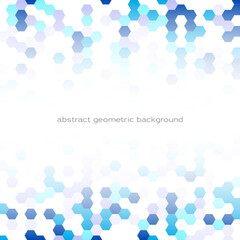 Abstract geometric background made of blue hexagons. Design template for brochure, cover, banner, poster, flyer.