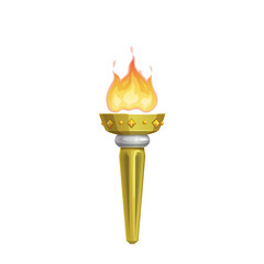 Cartoon medieval torch with metal handle, lantern