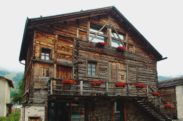 Traditional alpine cottage in Livigno, Italy