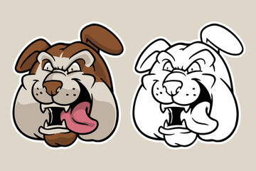 bulldog head mascot vector illustration cartoon style