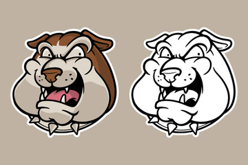 bulldog head mascot vector illustration cartoon style