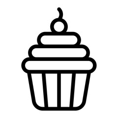 Cupcake With Cherry line icon