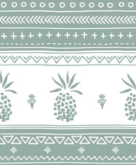ethnic pineapple design - seamless vector repeat pattern, use it for wrappings, fabric, packaging and other print and design projects