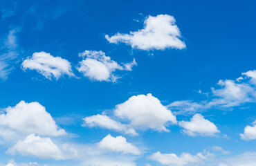 Naklejka na ściany i meble Clear blue sky and white clouds for background, summer background