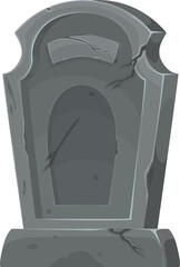Old cemetery tomb, vector cracked gravestone.