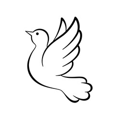 Dove doodle drawing. Black hand drawn element isolated on white background. Best for print,  logo, mobile apps and web design.
