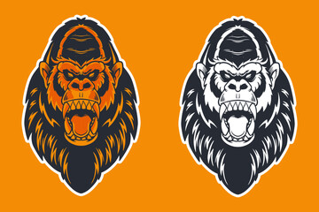 gorilla head mascot vector illustration cartoon style