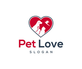 Pet love logo design template. Pet care logo design