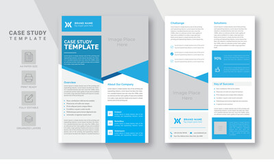 Case study template with creative style blue variation for business promotions purposes | Case Study Booklet | Easy Editable & Customize	
