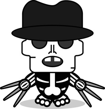 cute freddy krueger bone mascot character cartoon vector illustration with nail