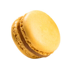 Lemon flavour macaron isolated with transparent background